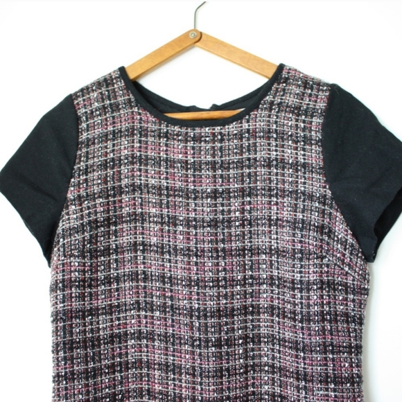Banana Republic Black Pink Boucle Tweed Dress Sz 8 - Picture 2 of 7